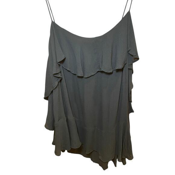 Free People Intimately Women Small Black Ruffle Sleeve Blouse Top Flowy - Picture 1 of 8